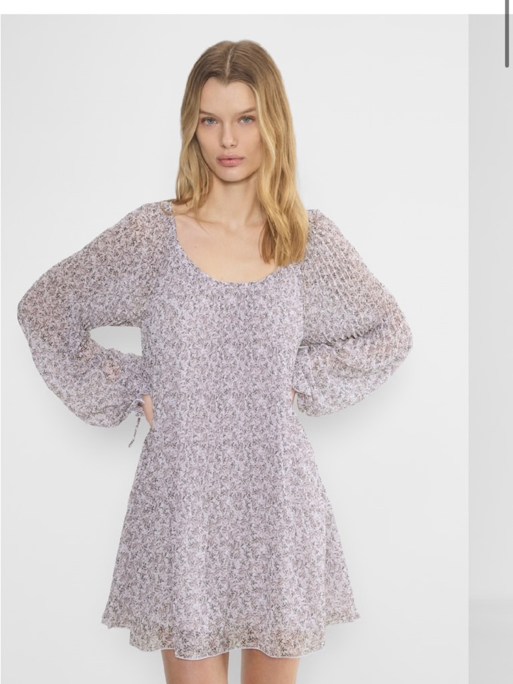 NEW Wilfred Valeria Lilac Floral Long-Sleeve Mini Dress